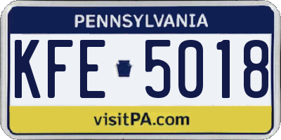 PA license plate KFE5018