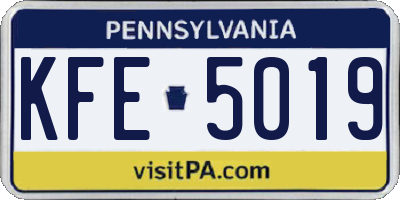 PA license plate KFE5019