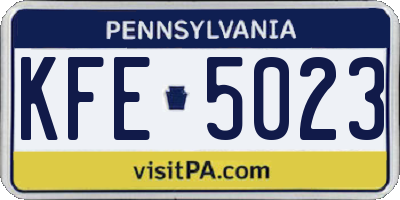 PA license plate KFE5023