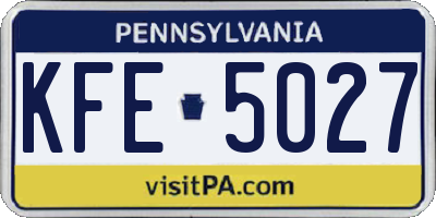 PA license plate KFE5027