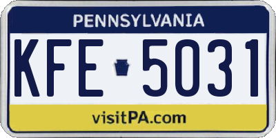 PA license plate KFE5031