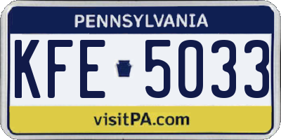 PA license plate KFE5033