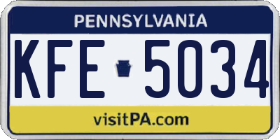 PA license plate KFE5034