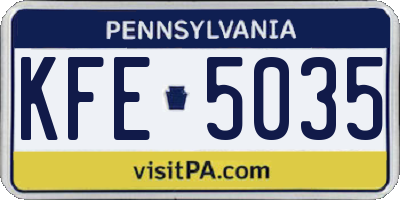 PA license plate KFE5035