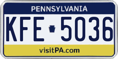 PA license plate KFE5036