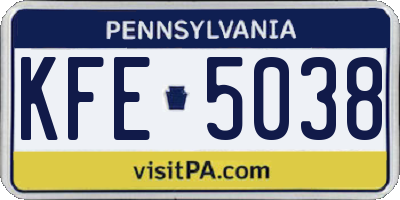 PA license plate KFE5038