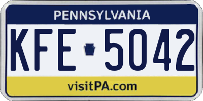 PA license plate KFE5042