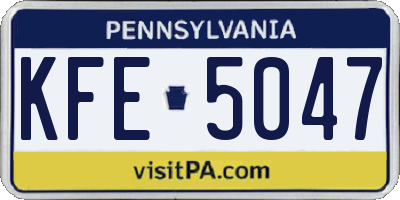 PA license plate KFE5047