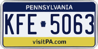 PA license plate KFE5063