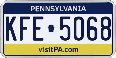 PA license plate KFE5068
