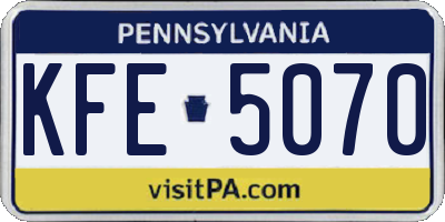 PA license plate KFE5070