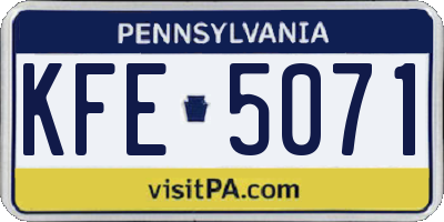 PA license plate KFE5071