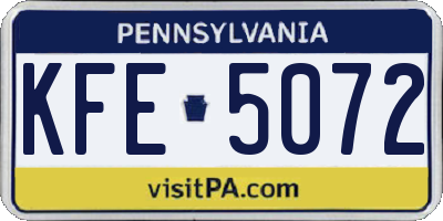 PA license plate KFE5072