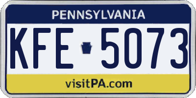 PA license plate KFE5073