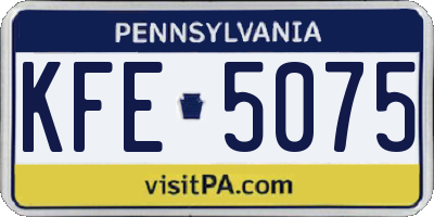 PA license plate KFE5075