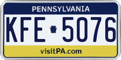 PA license plate KFE5076