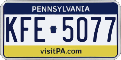 PA license plate KFE5077