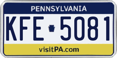 PA license plate KFE5081