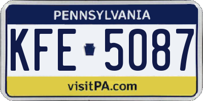 PA license plate KFE5087