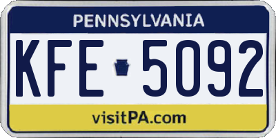 PA license plate KFE5092