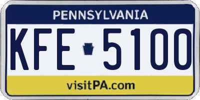 PA license plate KFE5100