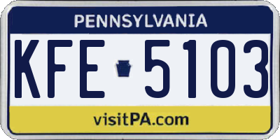 PA license plate KFE5103