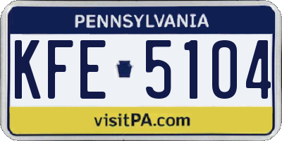 PA license plate KFE5104