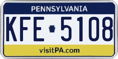 PA license plate KFE5108