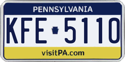 PA license plate KFE5110