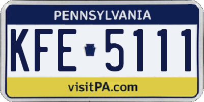 PA license plate KFE5111