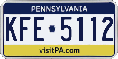 PA license plate KFE5112