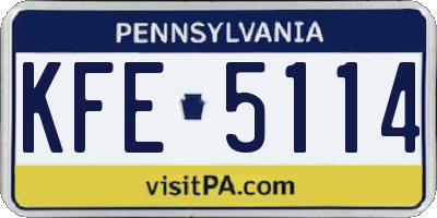 PA license plate KFE5114