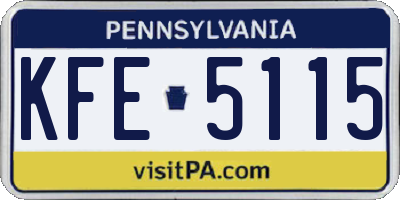PA license plate KFE5115