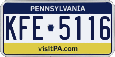 PA license plate KFE5116