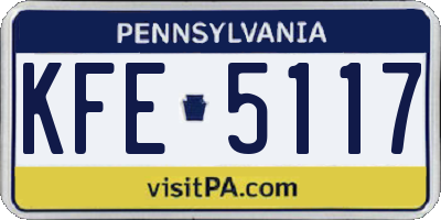 PA license plate KFE5117