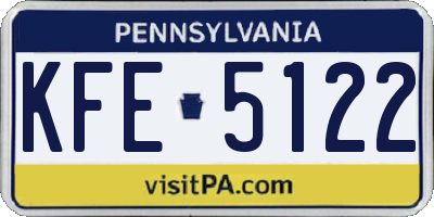 PA license plate KFE5122