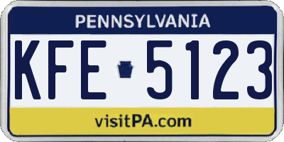 PA license plate KFE5123