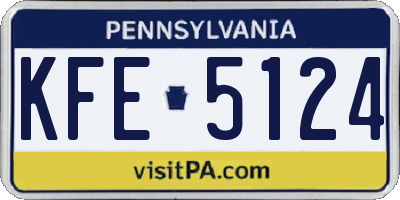 PA license plate KFE5124
