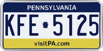 PA license plate KFE5125