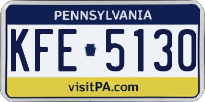 PA license plate KFE5130