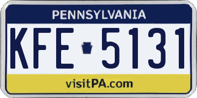 PA license plate KFE5131