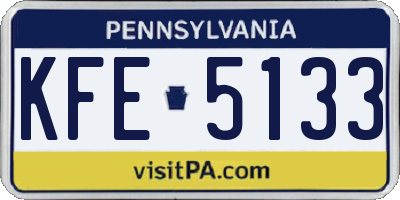 PA license plate KFE5133