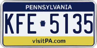 PA license plate KFE5135