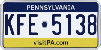 PA license plate KFE5138