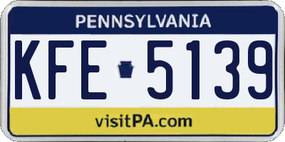 PA license plate KFE5139