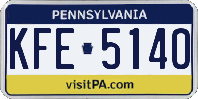 PA license plate KFE5140