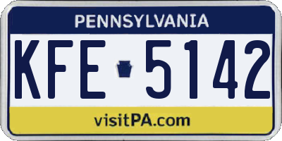 PA license plate KFE5142