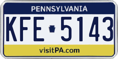 PA license plate KFE5143