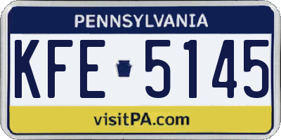 PA license plate KFE5145