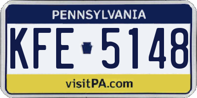 PA license plate KFE5148